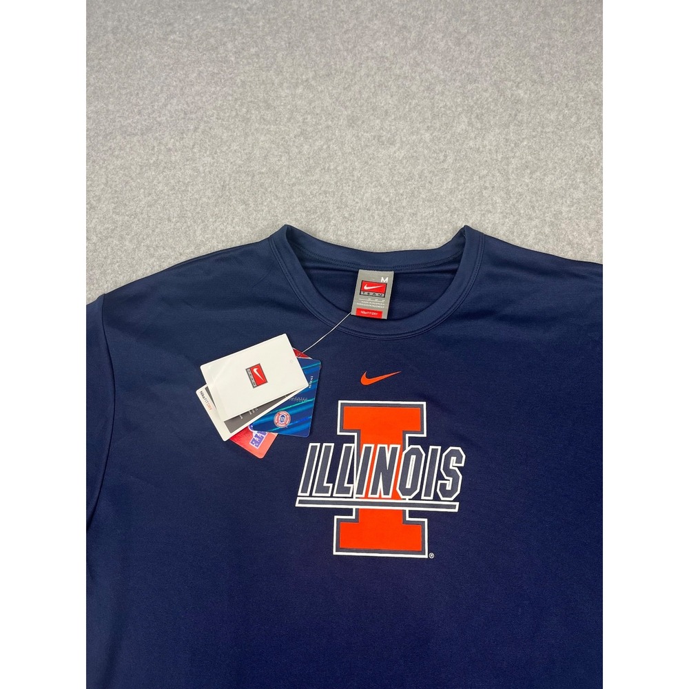 University Of Illinois Shirt Mens M Navy Nike Center Swoosh Fighting Illini - Picture 3 of 9